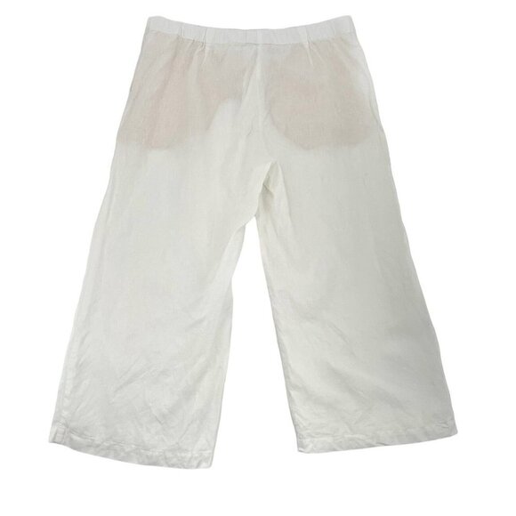 J Jill 100% Linen Wide Leg Cropped Pants Pockets Breathable White size Large - Picture 6 of 7